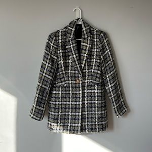 Tahari Tweed Blazer | Size XS | Black, White & Green